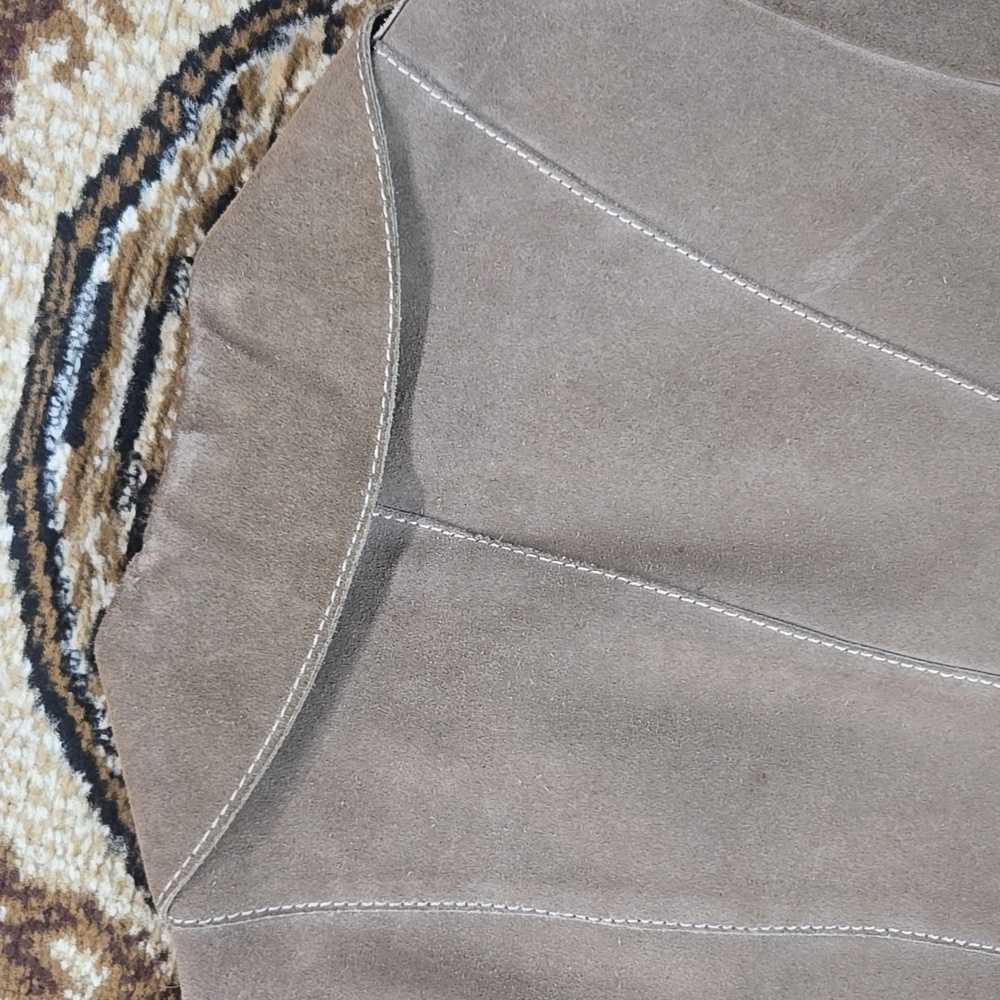 Irving Posluns 1970s Suede Coat Leather Jacket with Gold Hardware 70s Retro Fall - Picture 9 of 16